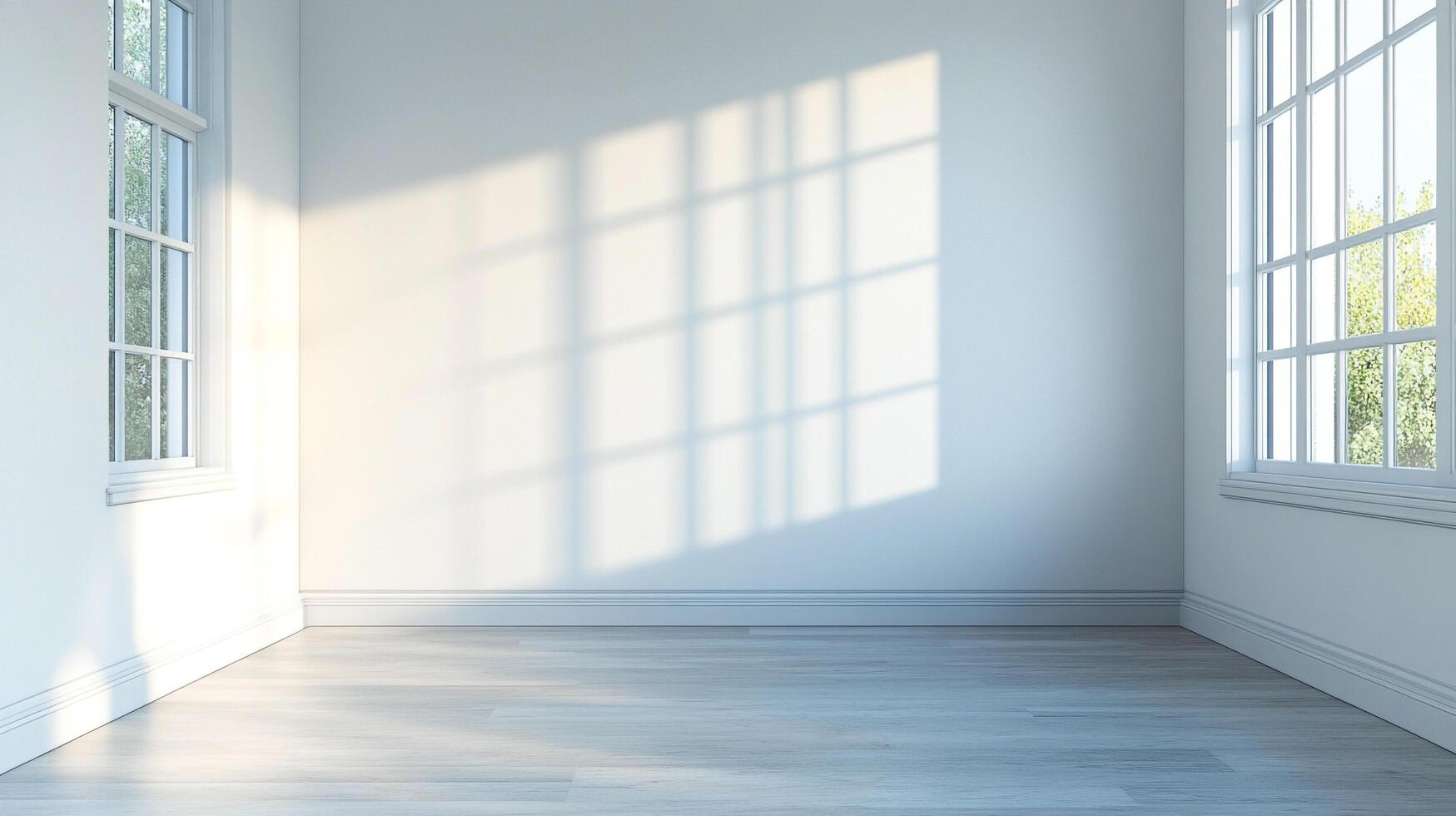 Bright, airy room with sunlight streaming through the window. Minimalist design with clean lines and a peaceful, serene atmosphere. photo