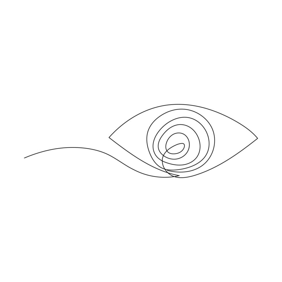 Single continuous one line art eye. design sketch outline drawing vector