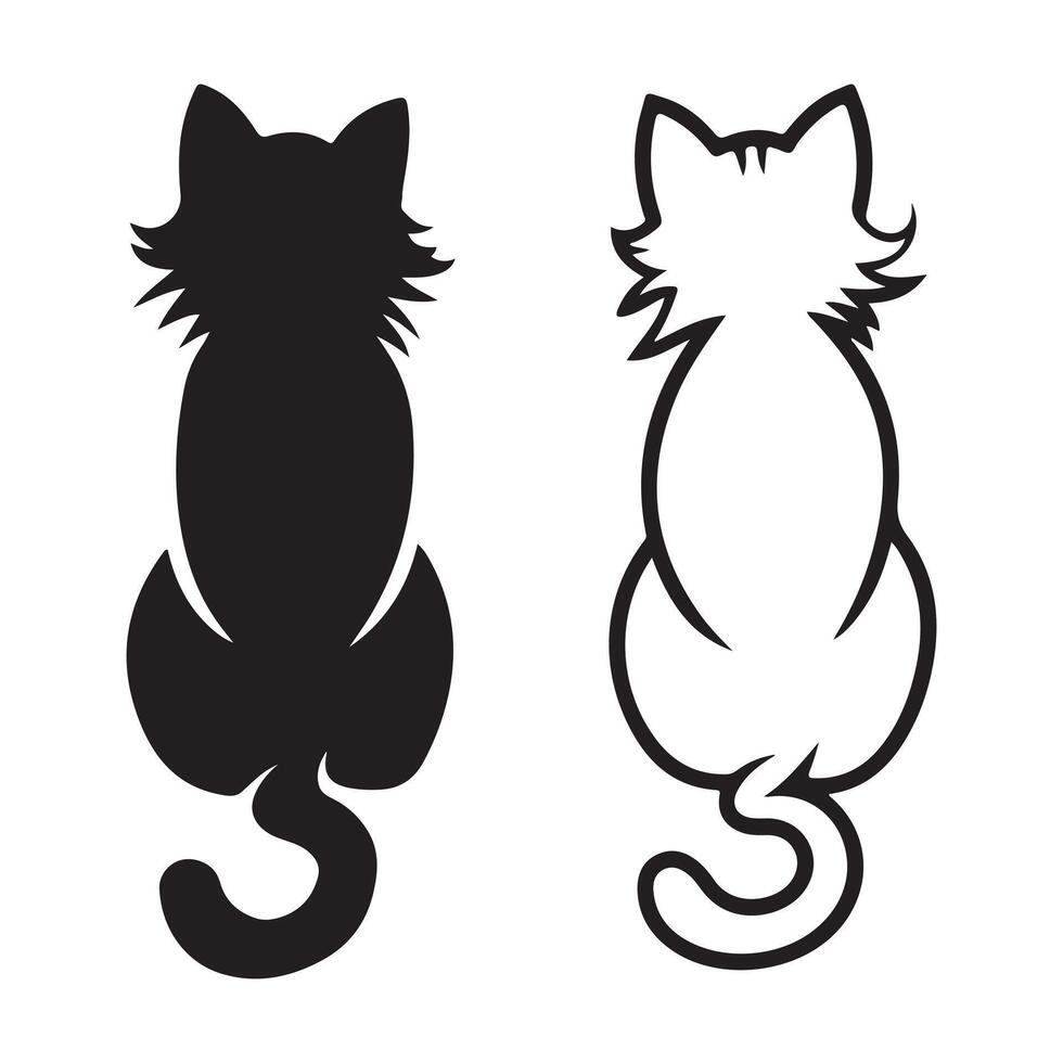 Black and White Sitting Cats vector