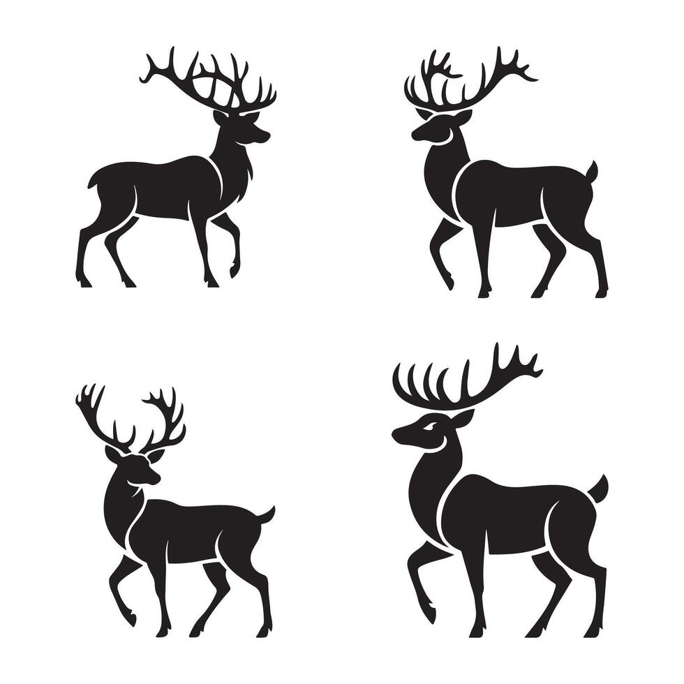 Deer Silhouette - Majestic Stag Black Illustration vector