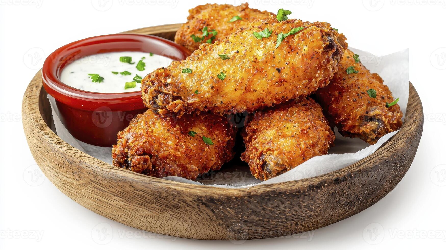 Crispy and Golden Fried Chicken Wings A Delicious Feast for the Senses Indulge in the Irresistible Flavor and Texture of Perfectly Cooked Wings, Served with a Creamy Dipping Sauce Experience the photo