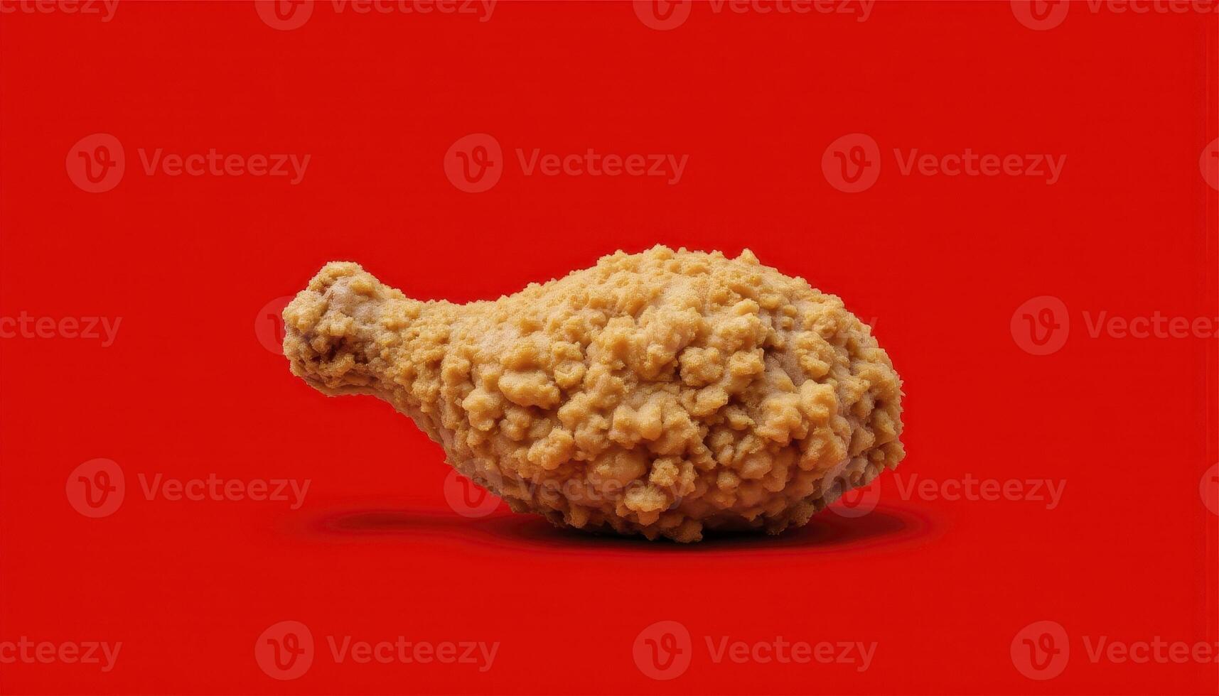 Crispy Fried Chicken Delight A Close-Up Studio Shot on Vibrant Red Background Indulge in the Deliciousness of Perfectly Cooked Poultry Explore this appetizing image perfect for food blogs, recipe photo