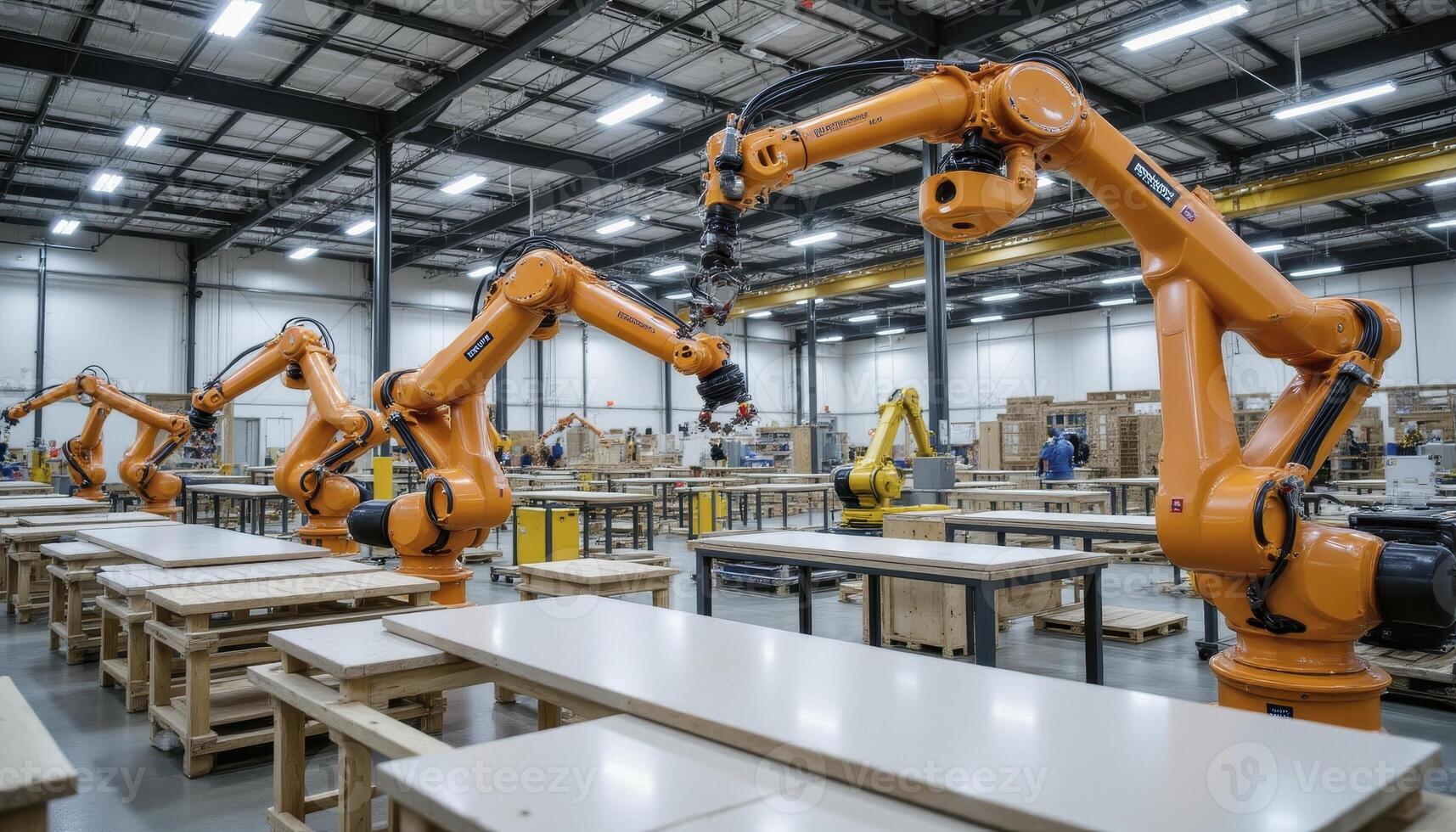 Capturing the Essence of Modern Manufacturing A Visual Exploration of Robotic Arms in Action, Showcasing Automation, Precision, and Innovation in a Factory Setting, Highlighting the Intricate Dance photo