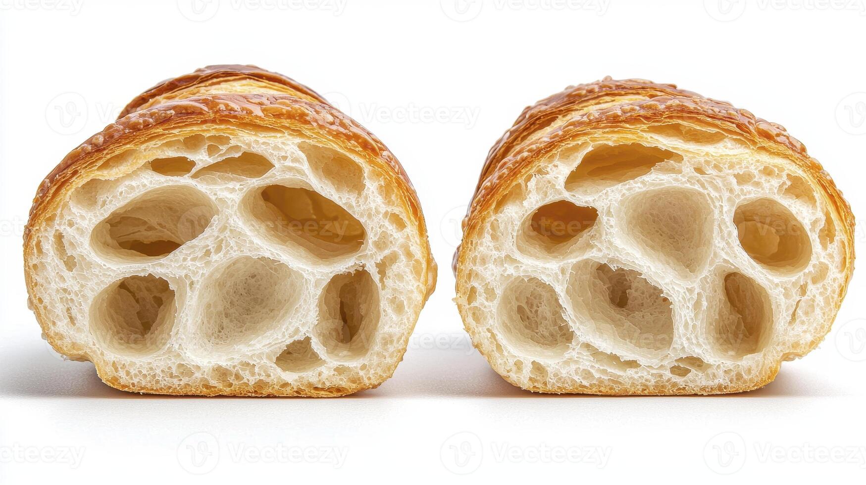 Captivating Cross-Section of a Delicious Croissant A Gastronomic Journey into Flaky Layers and Buttery Perfection Explore the intricate details of this classic pastry, revealing its airy interior and photo