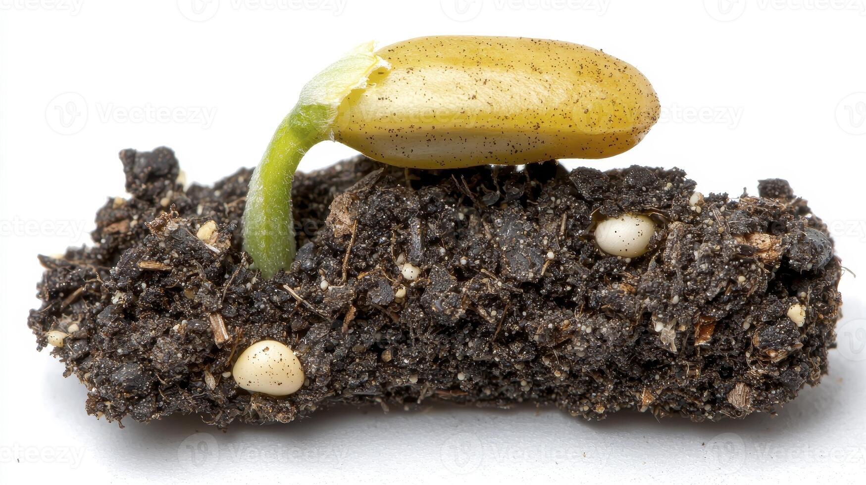 Captivating Close-Up of a Delicate Seedling Emerging from Rich Soil, Showcasing the Miracle of Growth, a Symbol of New Beginnings, Hope, and the Resilience of Nature, Evoking Feelings of Awe and photo