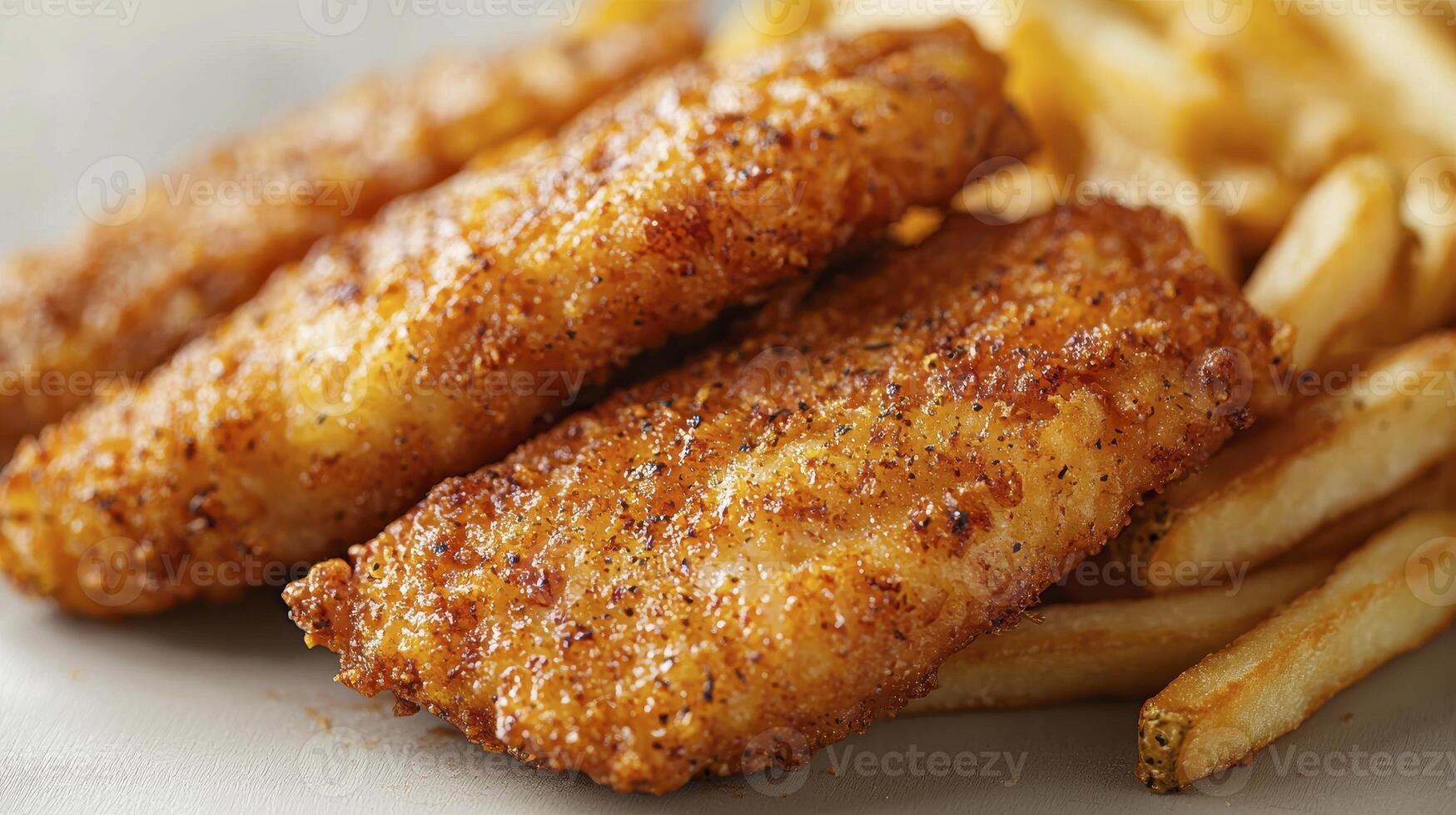 Crispy Fried Fish and Chips A Delicious and Classic Comfort Food Indulge in the golden-brown perfection of this traditional dish, featuring flaky white fish encased in a light and crispy batter photo
