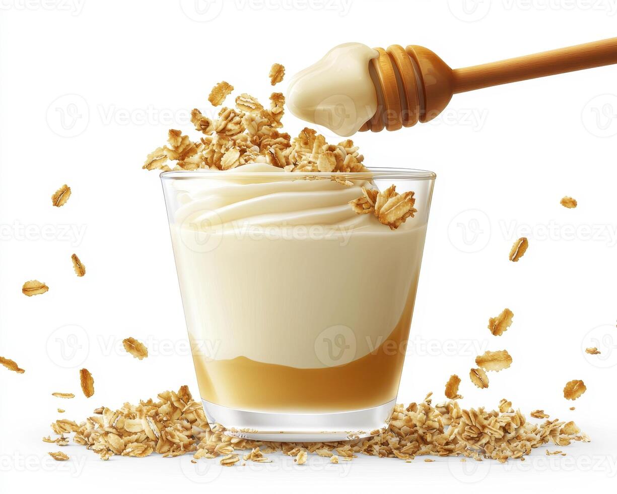 Delicious and Nutritious Breakfast Parfait with Yogurt, Honey, and Granola A High-Quality Image Showcasing a Healthy and Balanced Meal Option, Perfect for Promoting Wellness, Breakfast Recipes, and photo