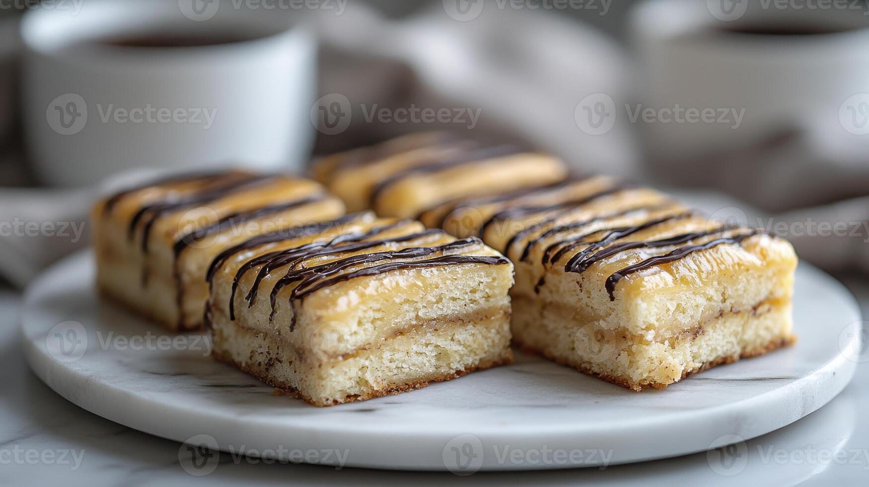 Delicious Caramel Slice Squares A Delectable Treat, Perfect for Sharing, Featuring Layers of Buttery Shortbread, Creamy Caramel Filling, and Rich Chocolate Drizzle, Presented on a Stylish Marble photo