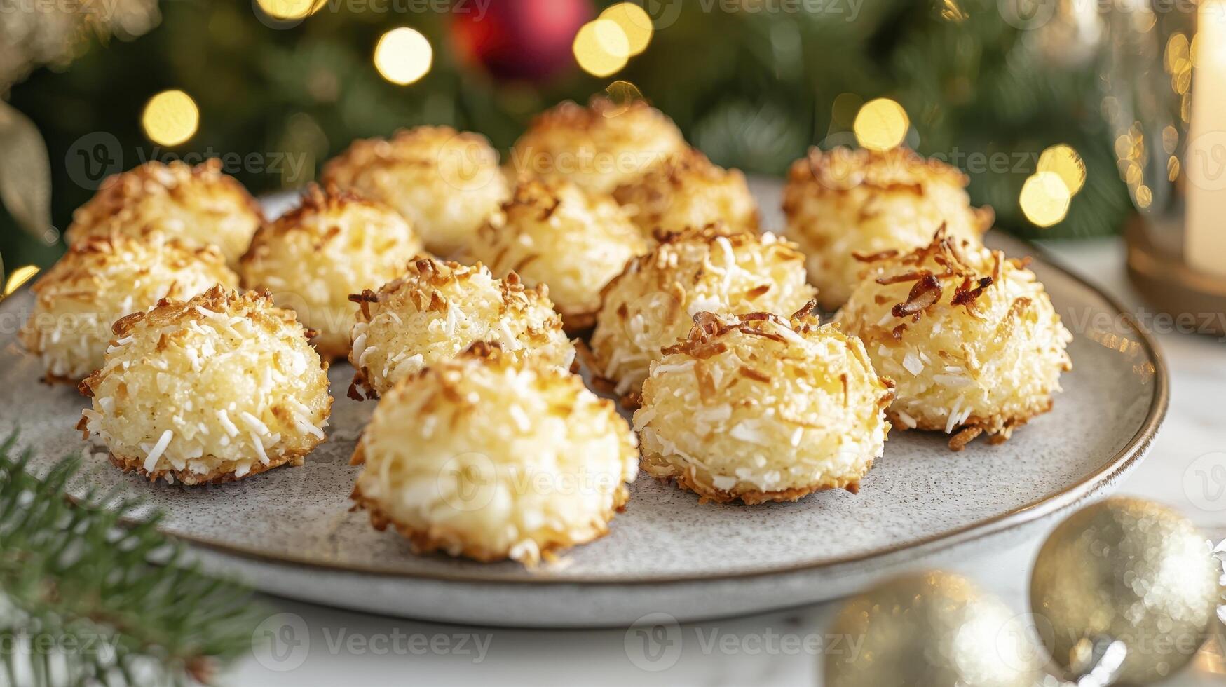 Delicious Coconut Macaroons A Sweet Holiday Treat, showcased in a beautiful image capturing the festive spirit of Christmas and winter celebrations Enjoy these delightful cookies, perfect for sharing photo