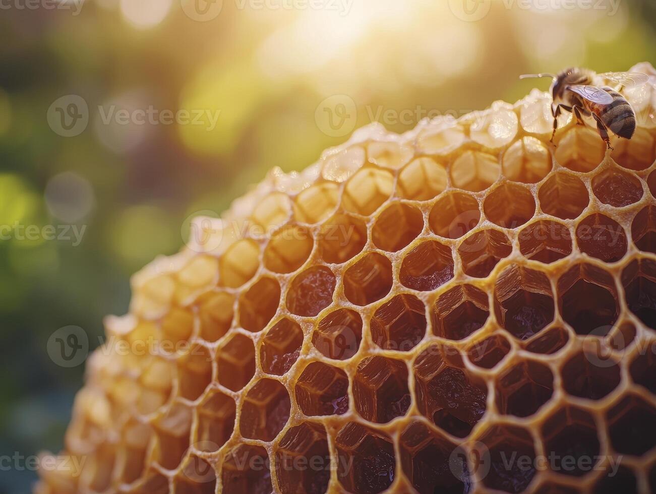 Discover the intricate beauty of nature's architecture with this captivating image showcasing the mesmerizing honeycomb structure crafted by diligent bees, a testament to their collaborative spirit photo