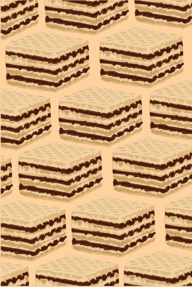 Crispy wafers coated with chocolate on cream background vector