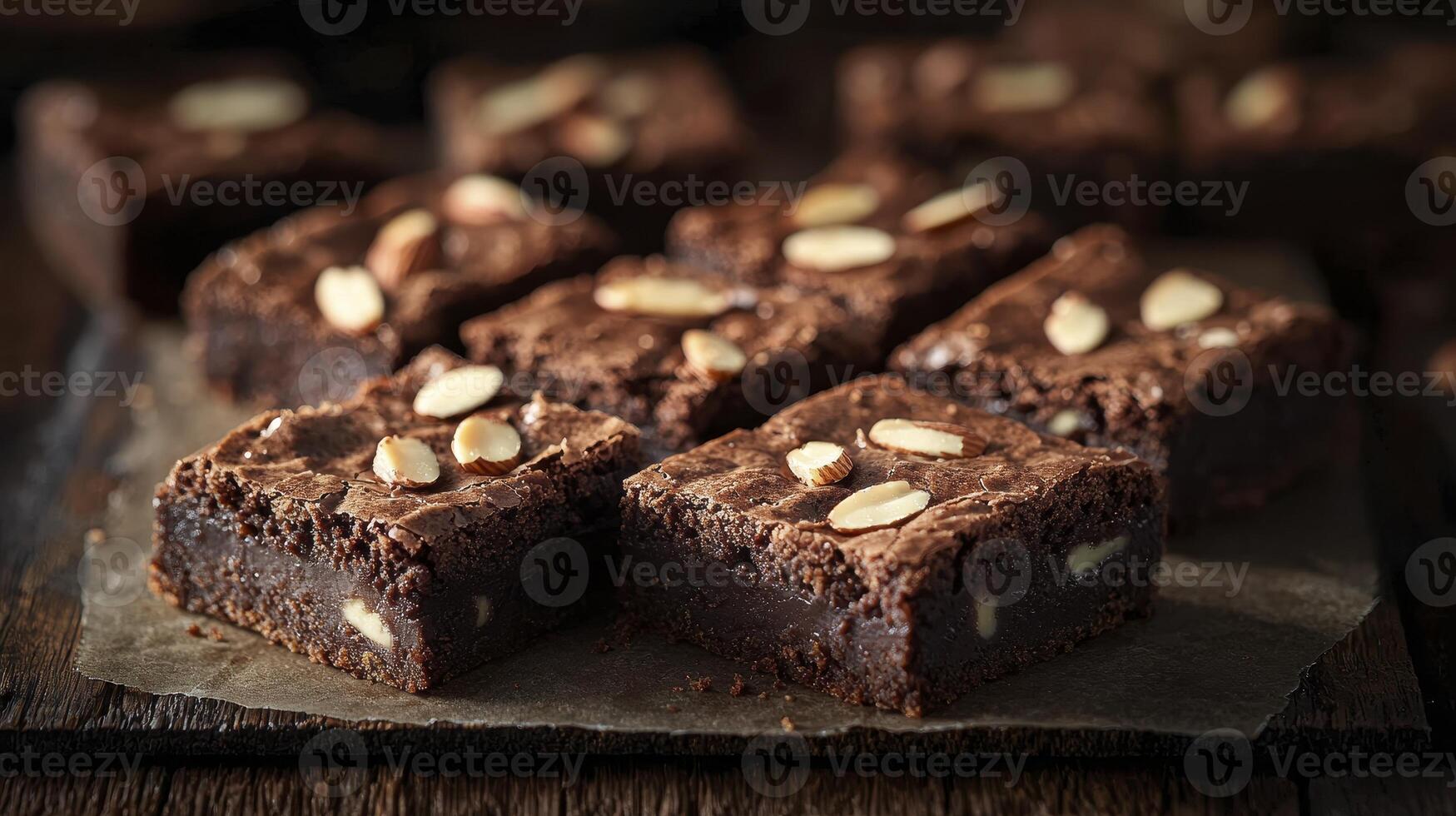 Indulge in the Decadence A Close-Up Showcase of Fudgy Chocolate Brownies, Perfect for Dessert Lovers and Baking Enthusiasts, Featuring Rich Textures and Intense Flavors, a Sweet Treat for Chocolate photo