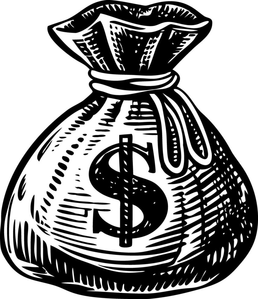 Money bag with a dollar sign, vintage style illustration vector