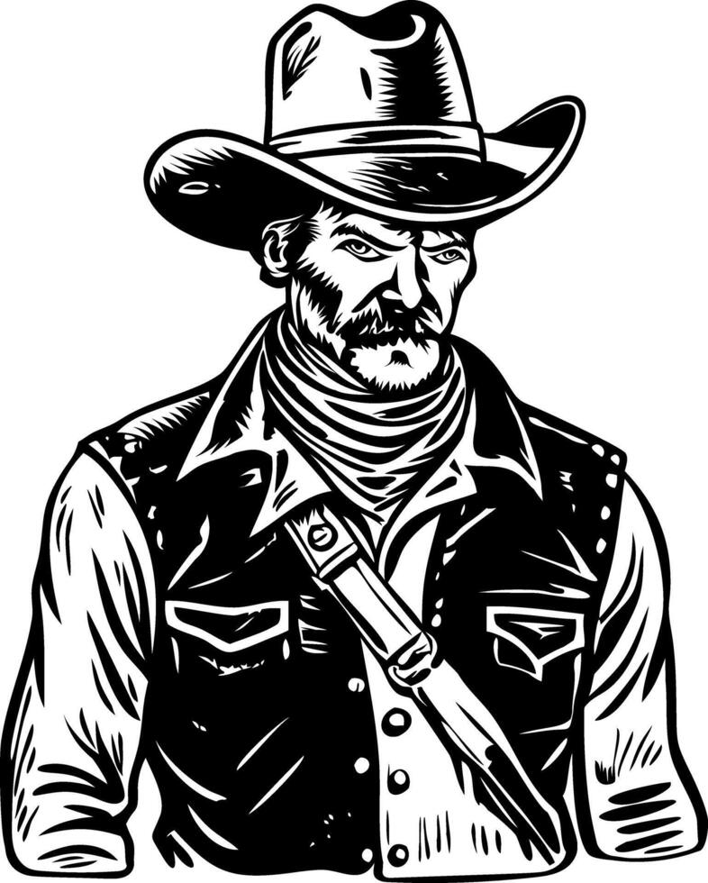 Character in a cowboy costume, vintage style illustration vector
