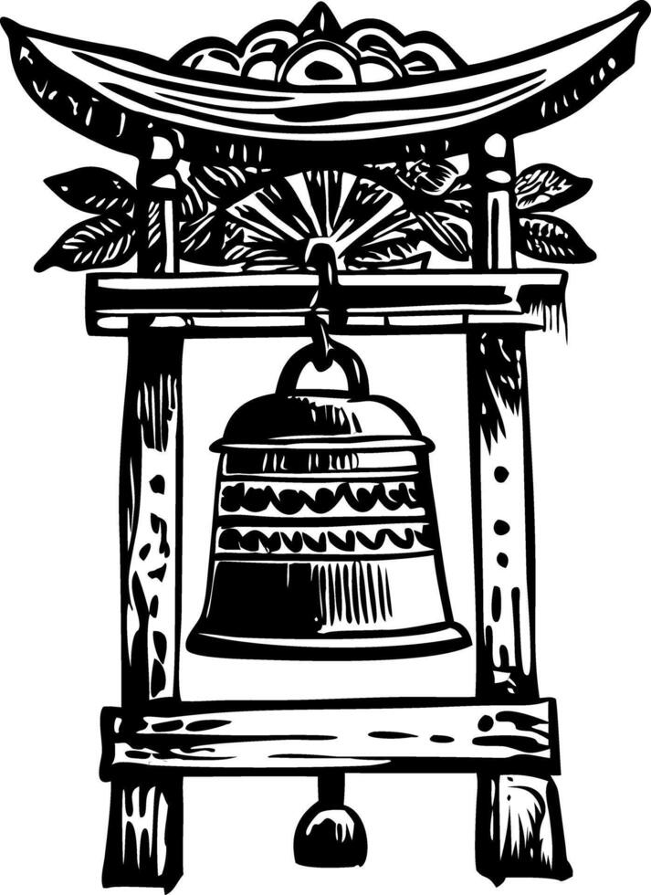 Vintage style illustration of asian ceremonial bell vector