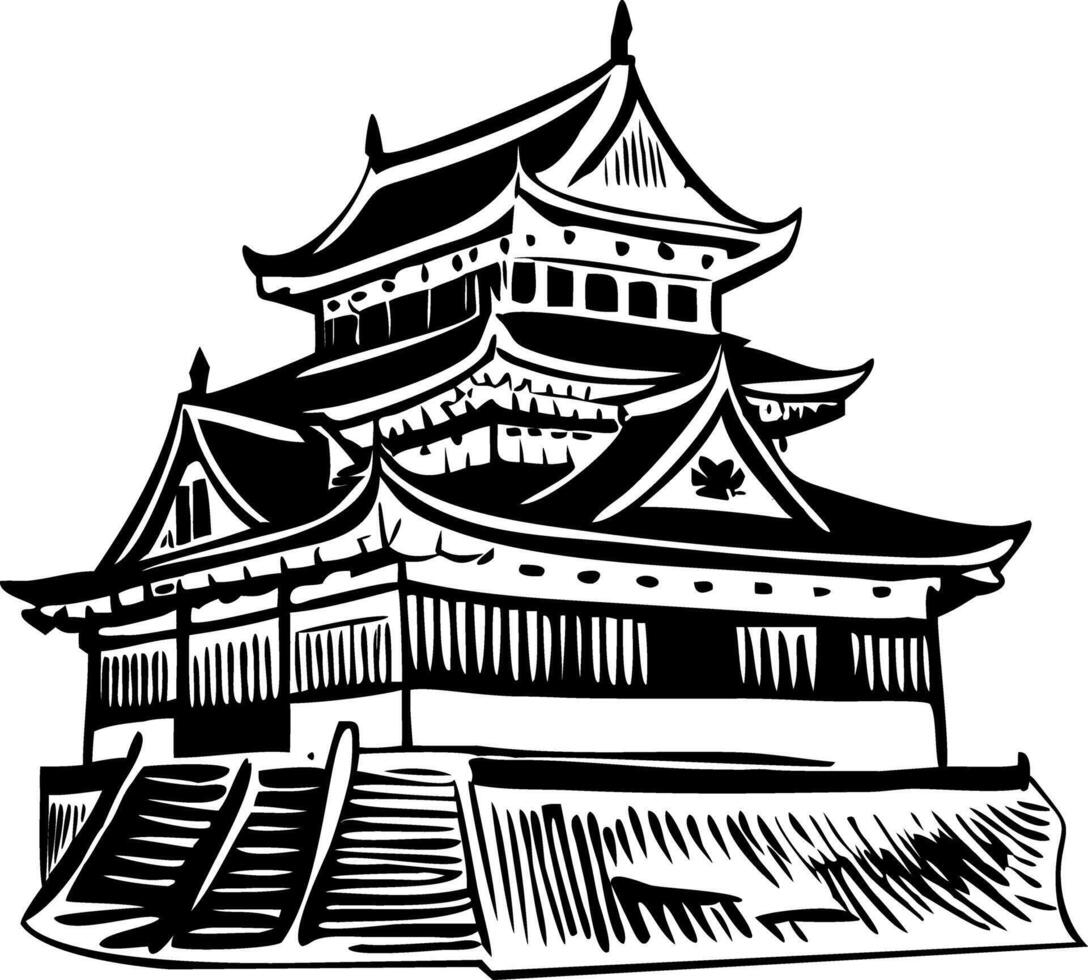 A vintage style illustration depicting nijo castle vector