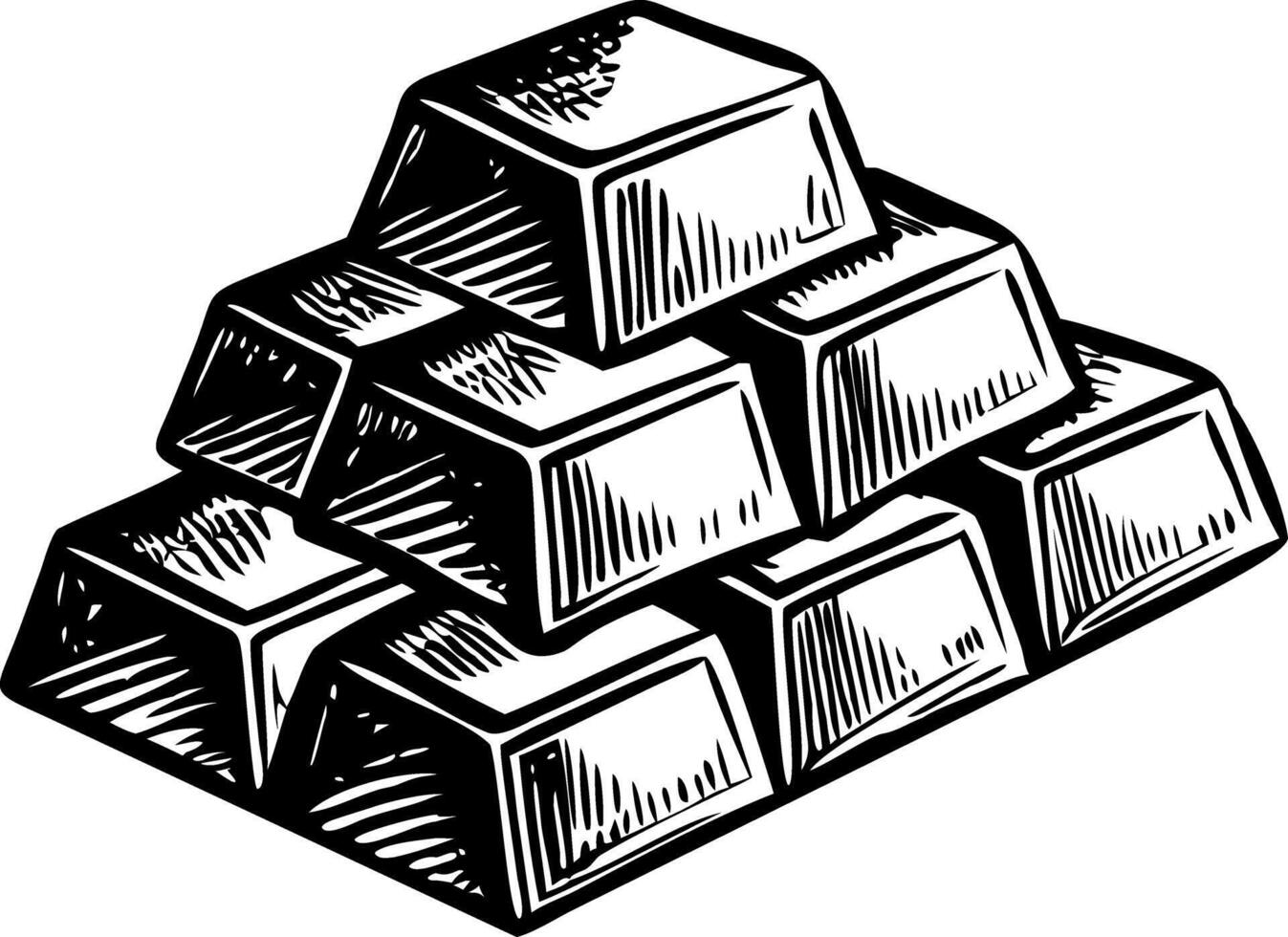 Vintage illustration depicting a gold bars stack vector