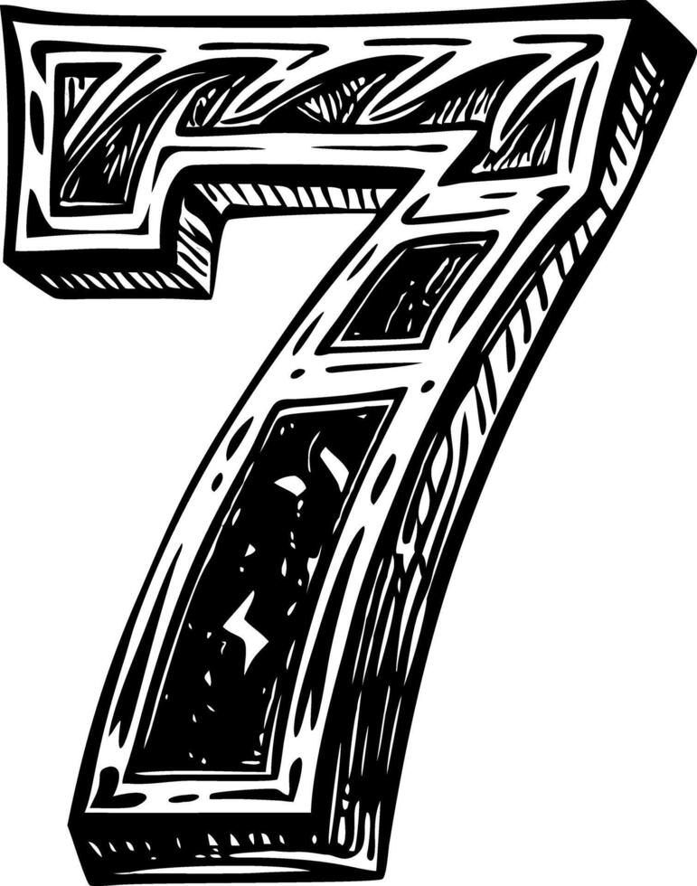 Lucky number seven illustration in vintage style vector