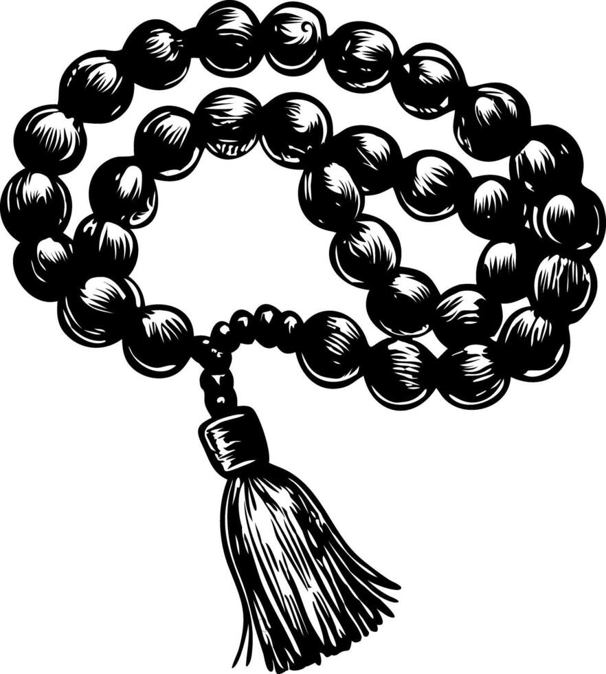 Prayers beads illustration in vintage style vector
