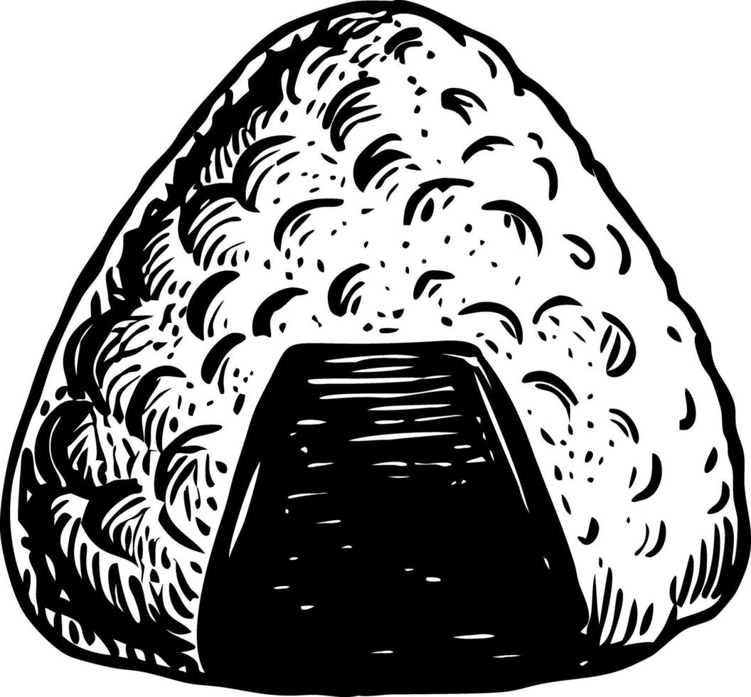 Japanese rice ball food, vintage illustration vector
