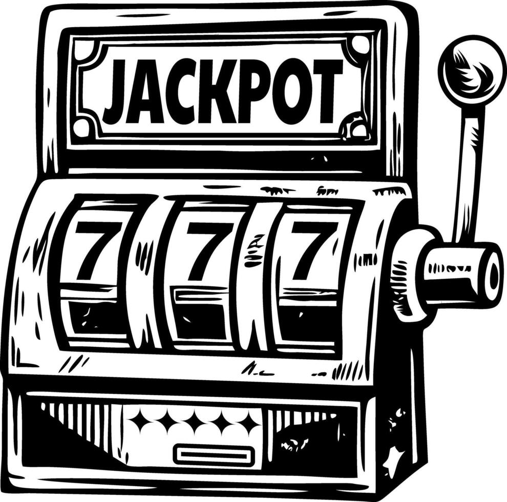 Jackpot game machine, vintage style illustration vector