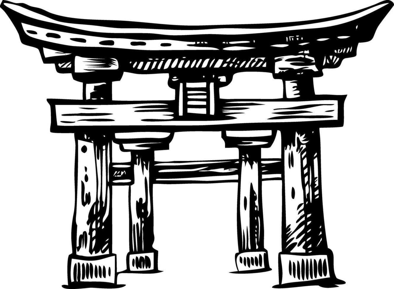 A vintage style illustration of japanese torii gate vector