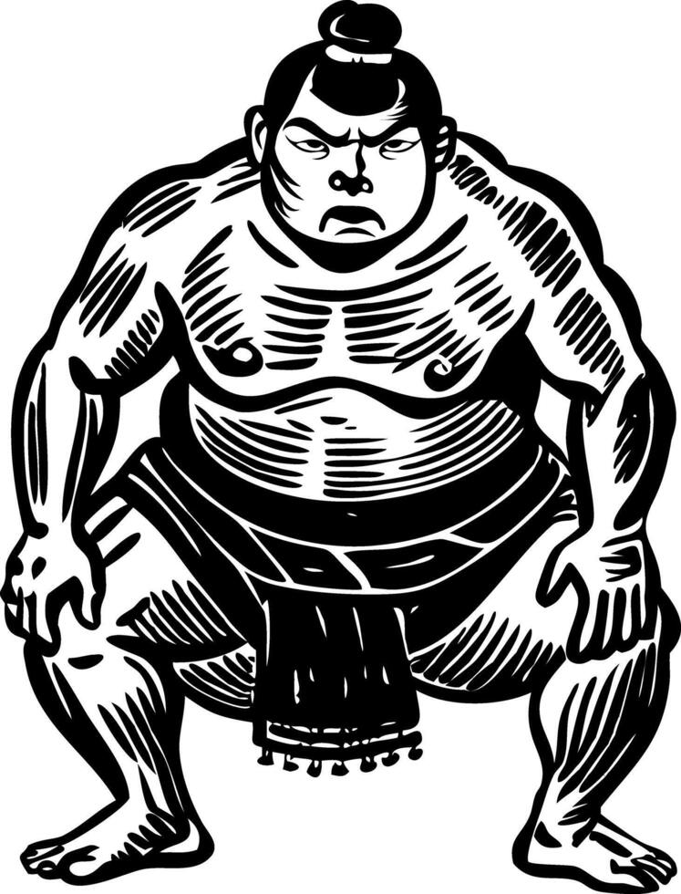 Vintage character illustration of a sumo wrestler vector