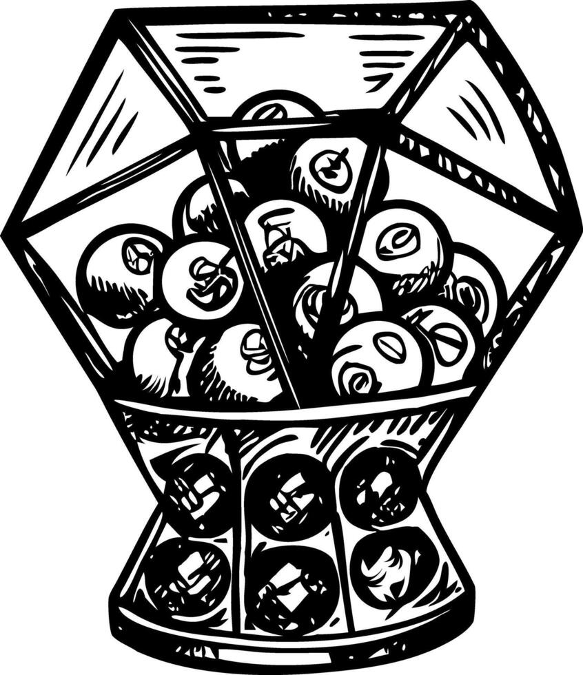 Lottery draw gaming machine, vintage illustration vector