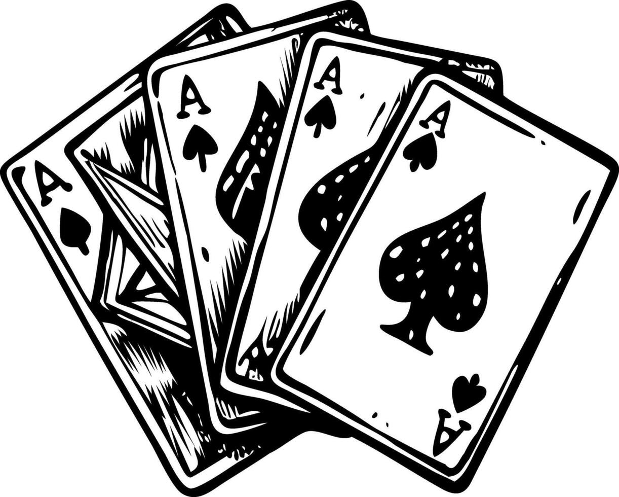 Poker deck with spade card on front, vintage style illustration vector