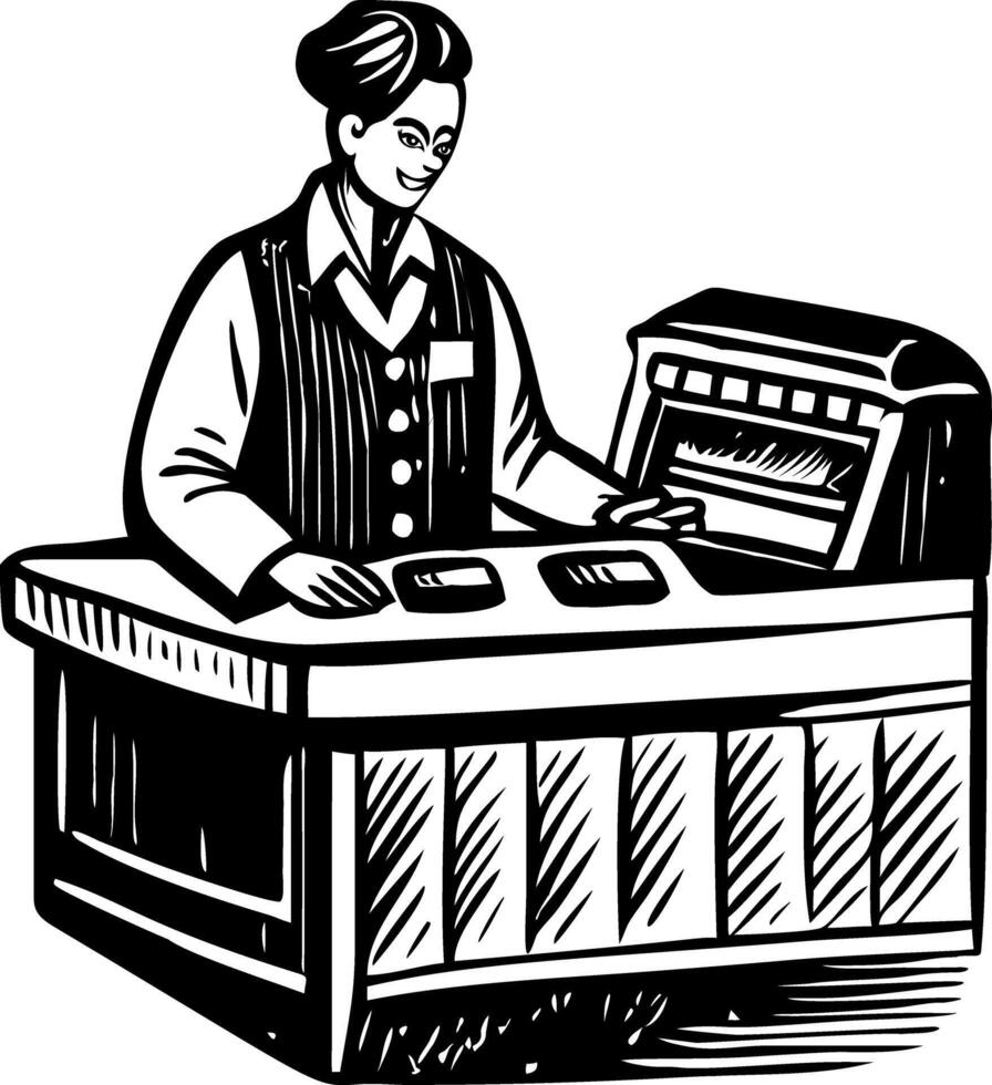 Vintage illustration of a casino cashier counter vector