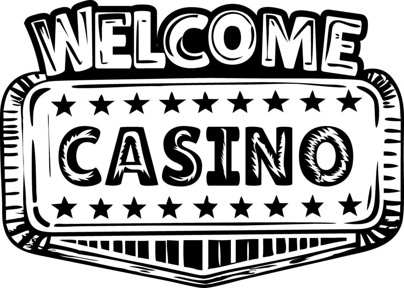 Vintage illustration of an antique casino welcome sign vector