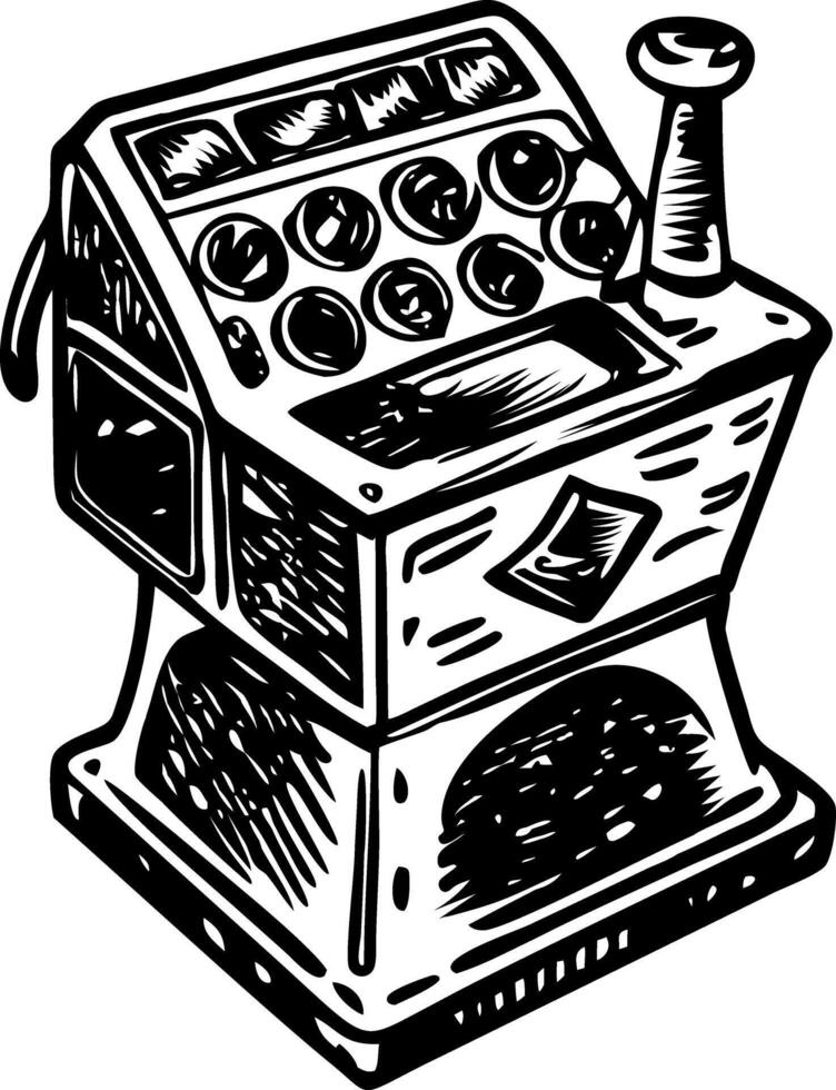 A vintage style illustration depicting a baccarat machine vector