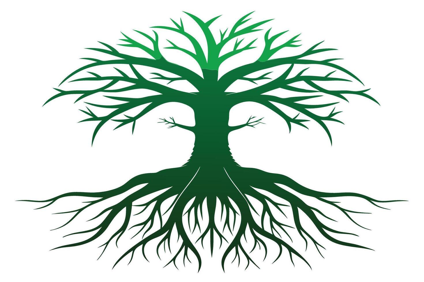 A Strong Roots, Reaching Skyward A Powerful Tree Illustration vector