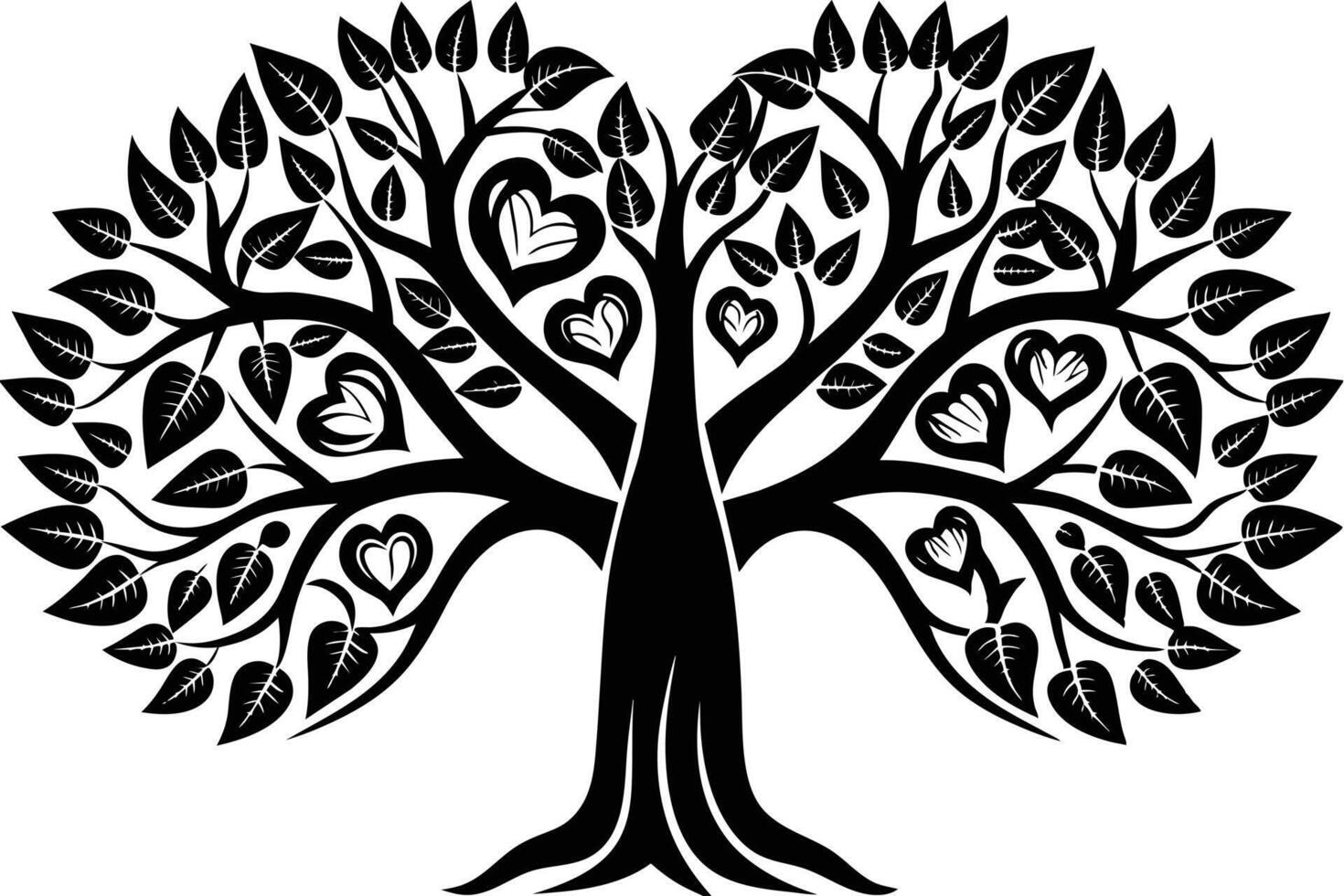 Ornate Black and White Tree of Life Design vector