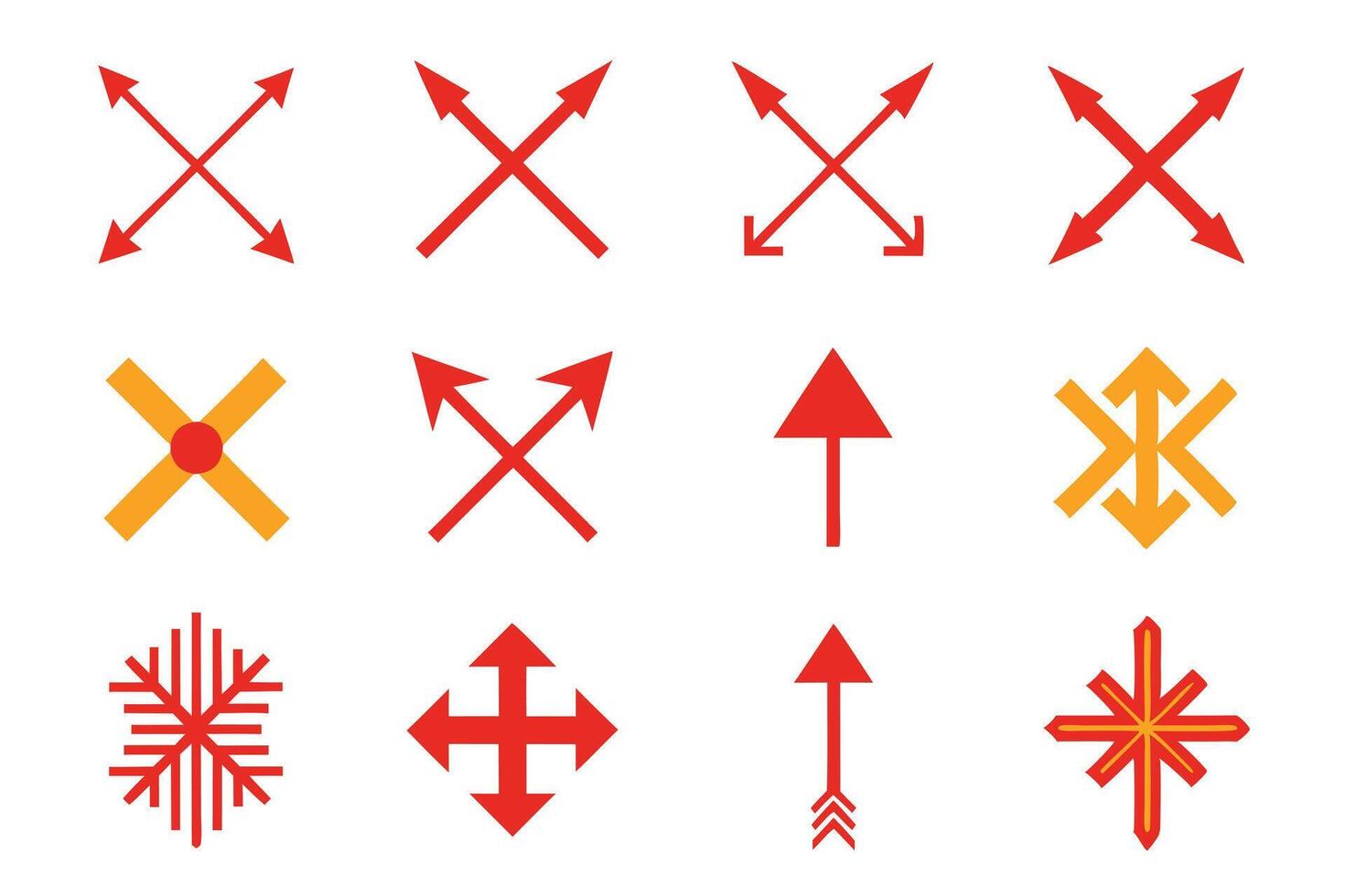 Collection of Red and Orange Directional Arrow Icons vector