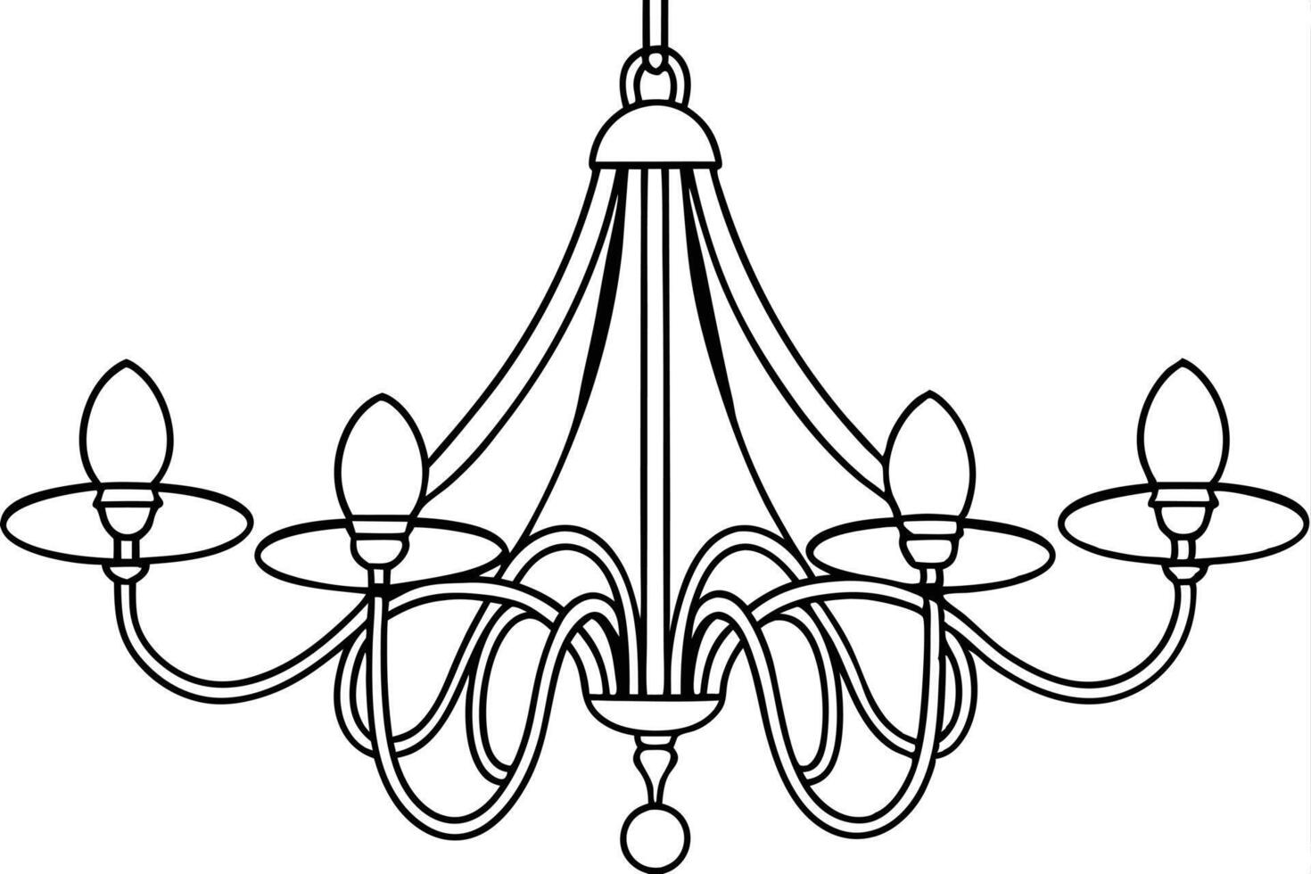 A Elegant Black and White Drawing of a Decorative Wall Sconce vector
