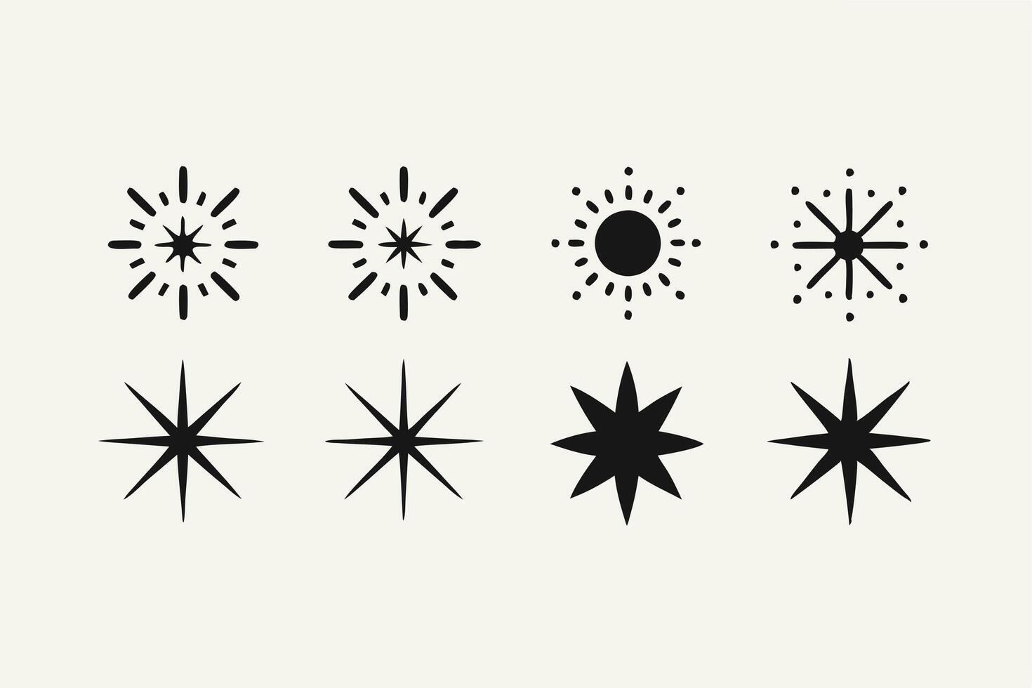 A Set of Six Abstract Starburst and Snowflake Shapes vector