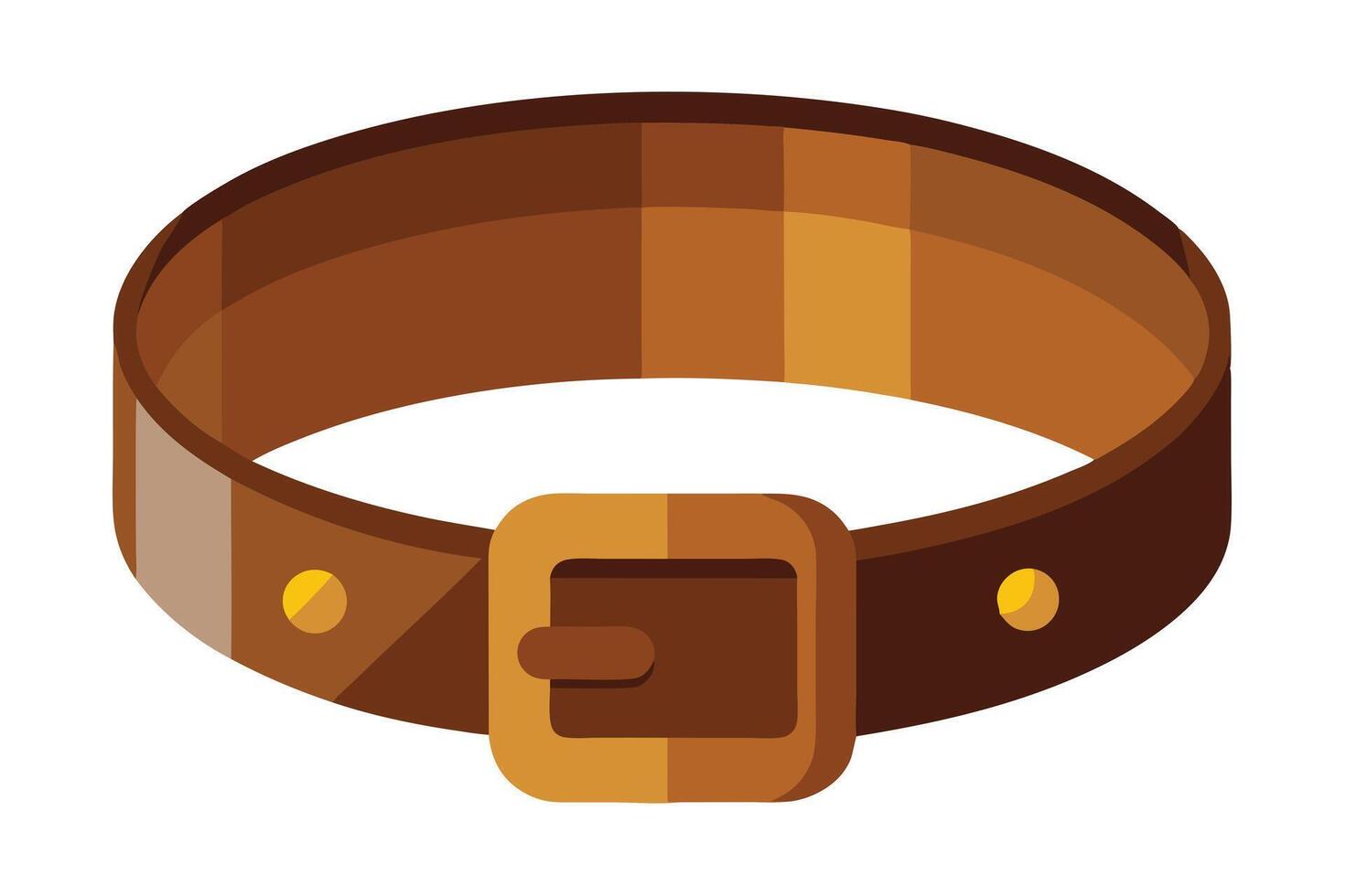 A Flat Illustration of a Brown Leather Belt with a Gold Buckle vector