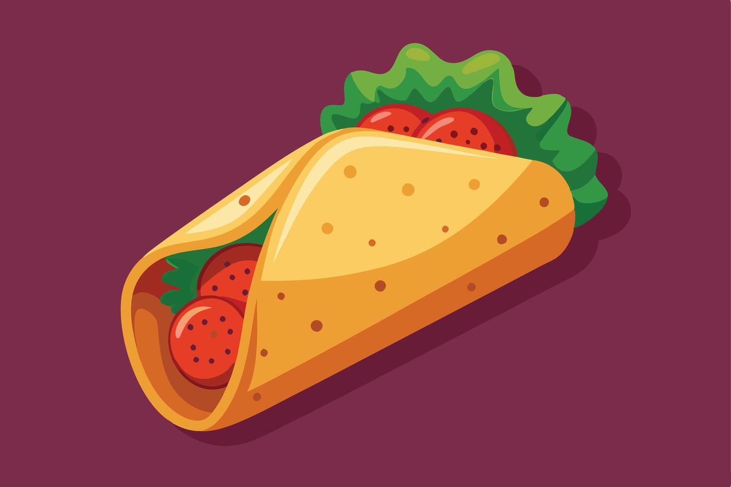 Colorful Illustration of a Delicious Filled Tortilla Wrap vector