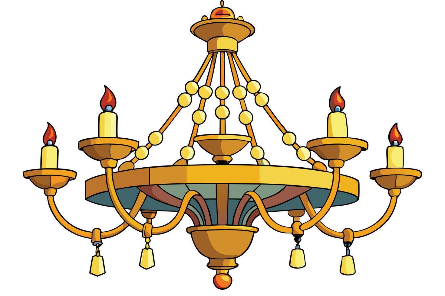 A Elegant antique chandelier with candles illustration. vector
