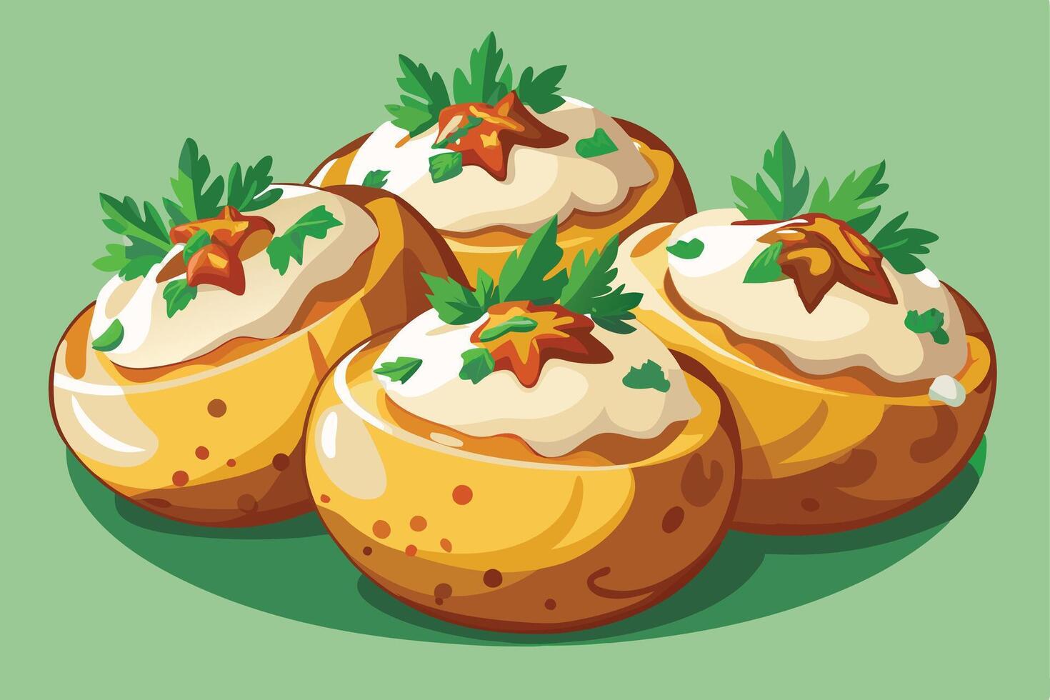 Creamy Baked Potatoes Ready to Eat vector