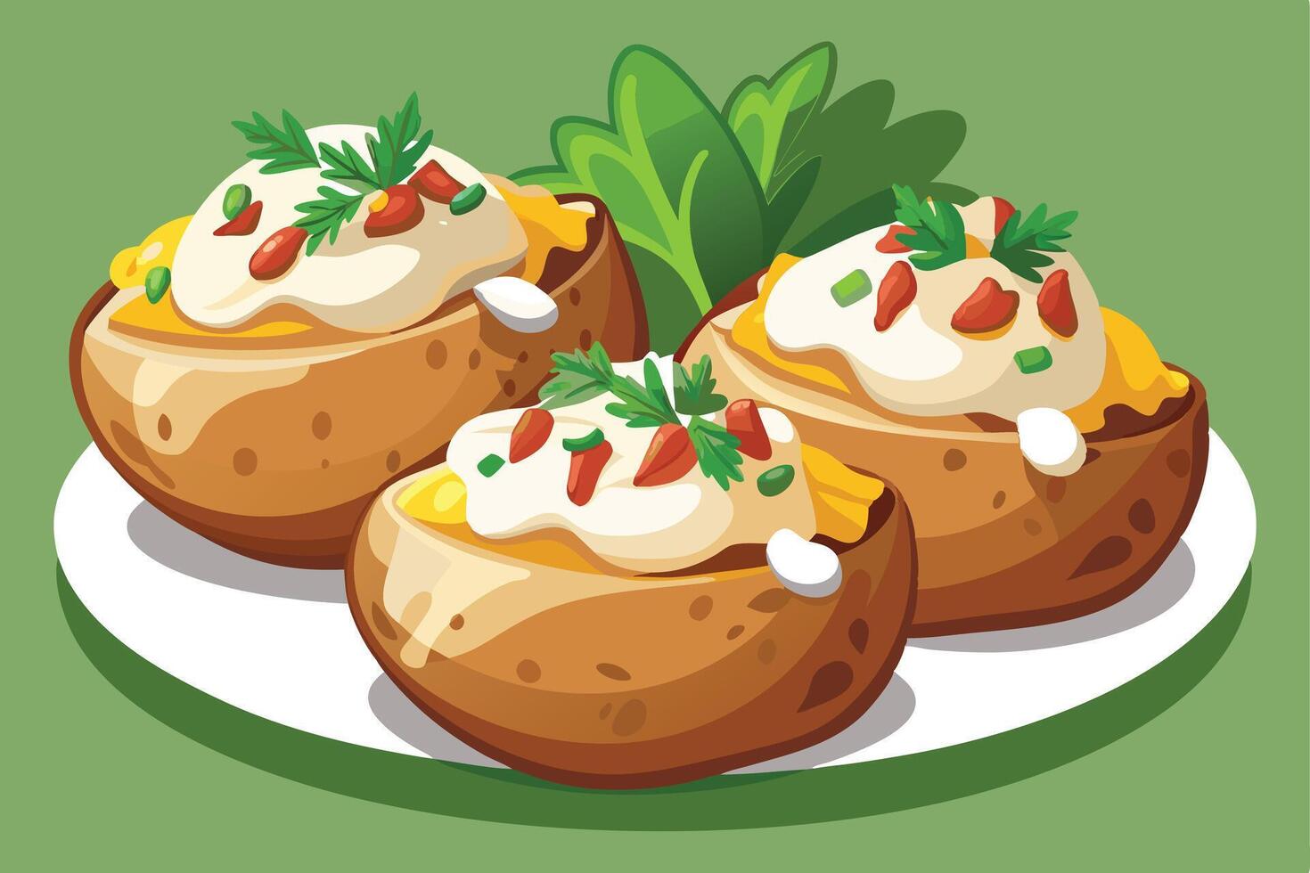 Deliciously Creamy Baked Potatoes Ready to Eat vector