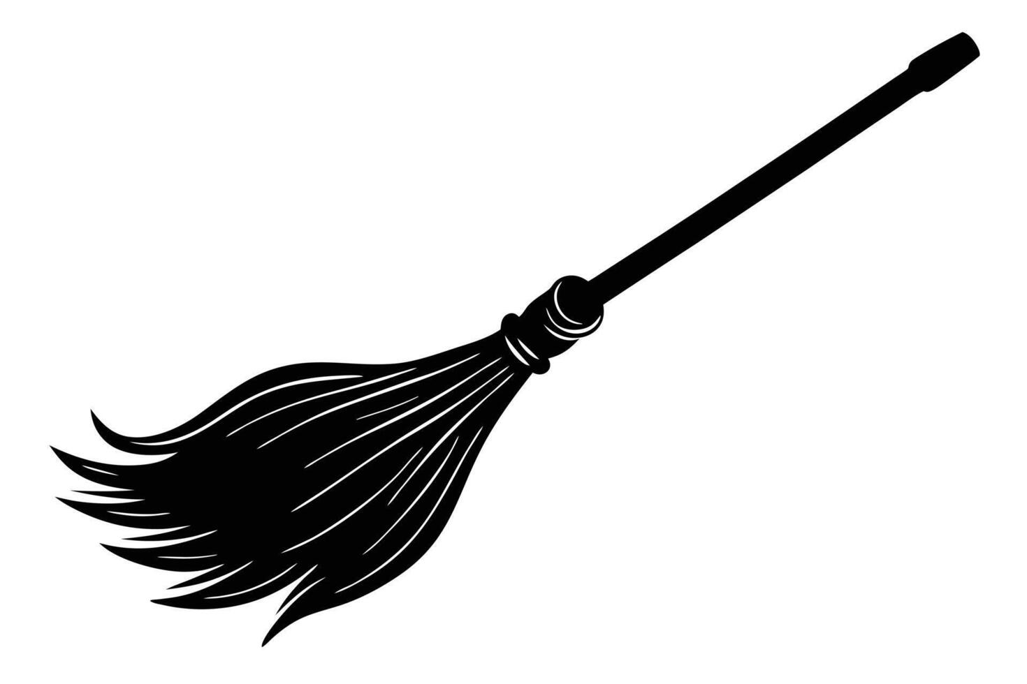 Black and White Silhouette of a Broomstick vector