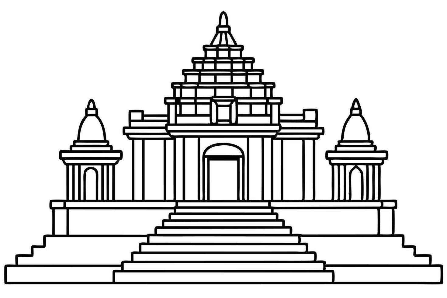 Detailed line drawing of an ancient temple. vector