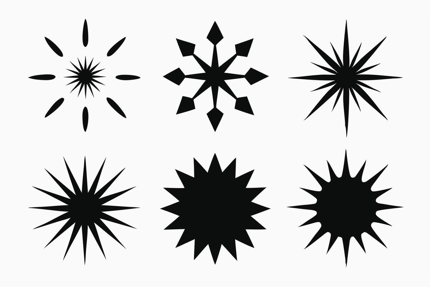 Set of Six Abstract Starburst and Snowflake Shapes vector