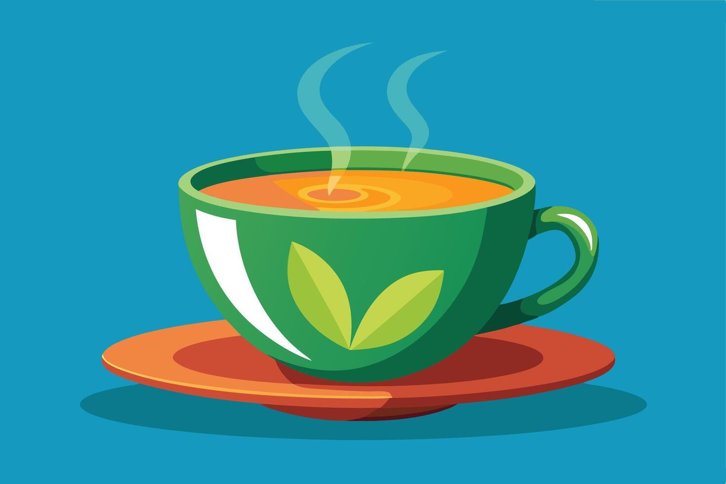vibrant illustration of a steaming cup of tea. vector
