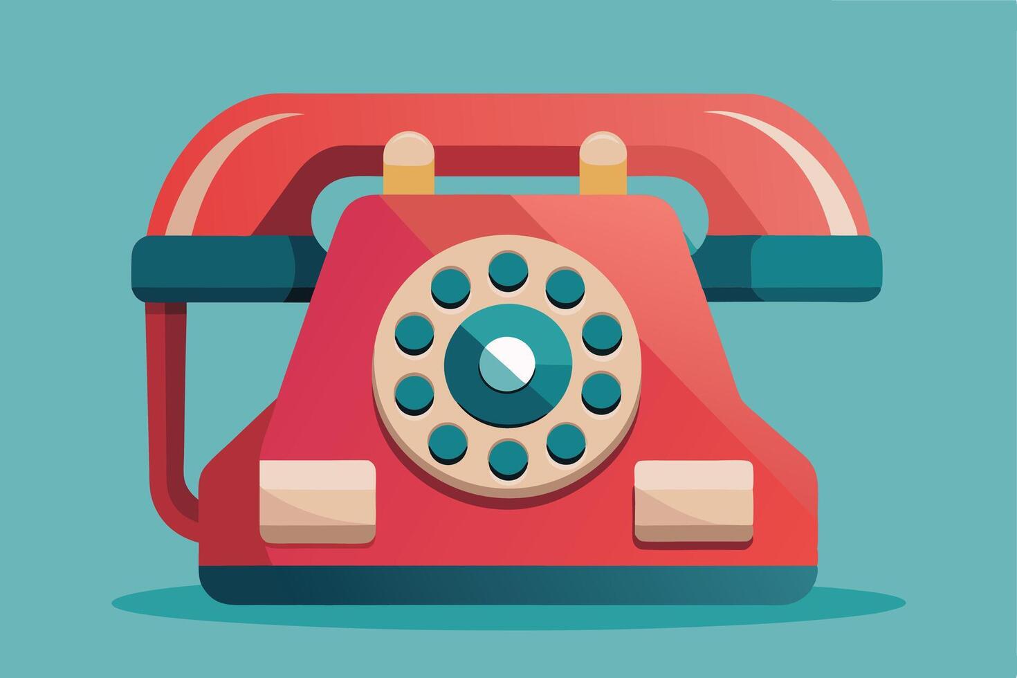 Retro Red Rotary Phone Illustration vector