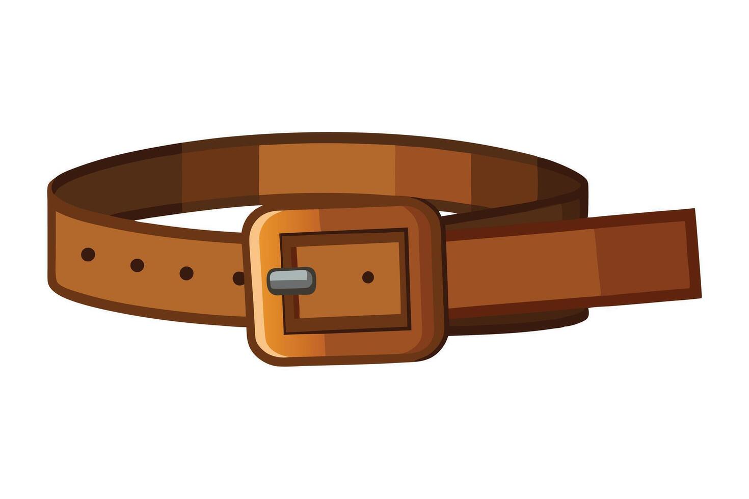 Flat Illustration of a Brown Leather Belt with a Gold Buckle vector