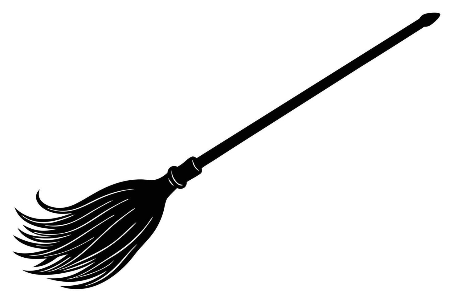 A Black and White Silhouette of a Broomstick vector