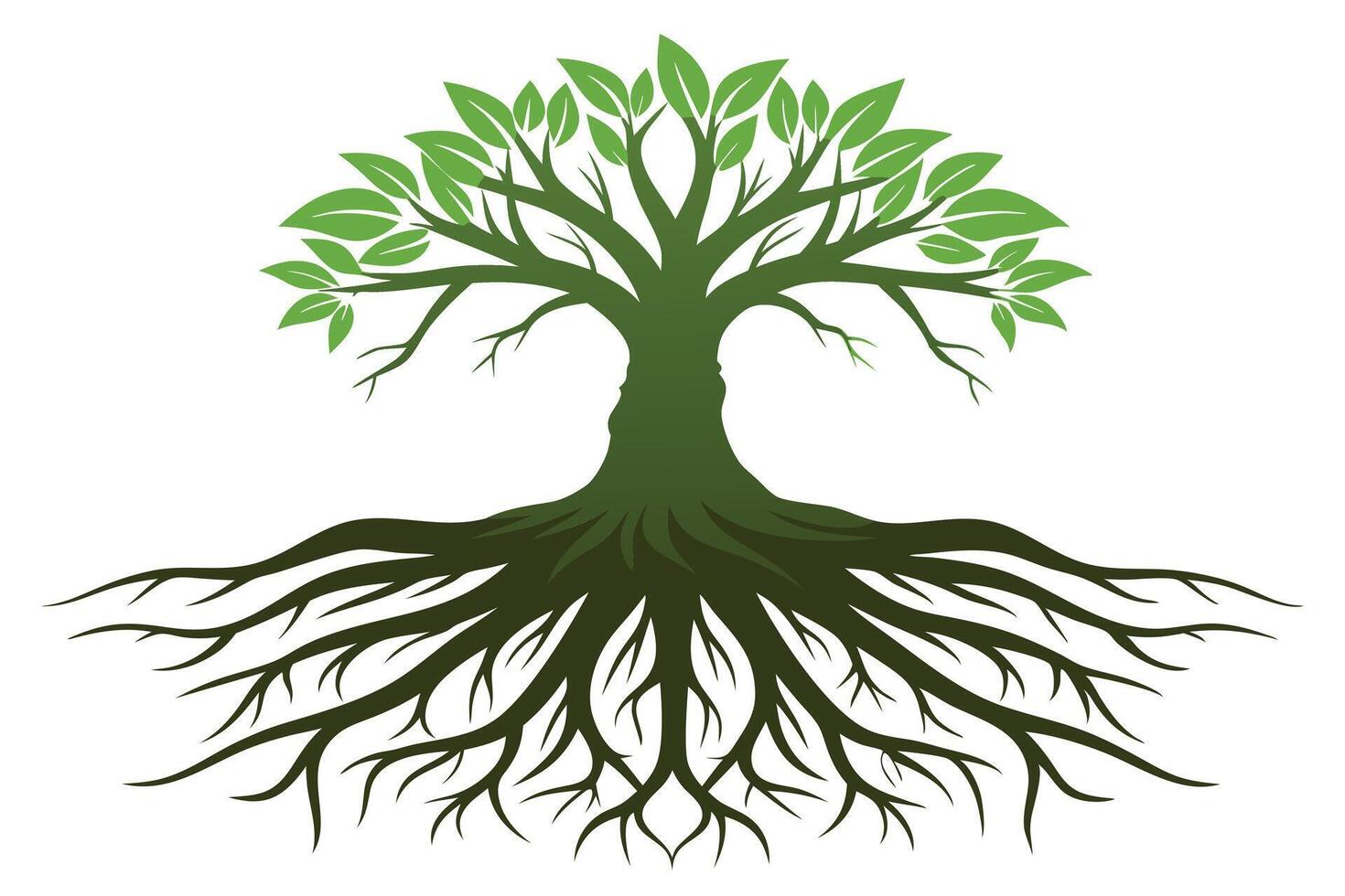 Strong Roots, Reaching Skyward A Powerful Tree Illustration vector